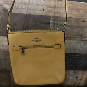 Coach mustard yellow leather cross body